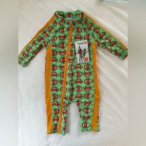 NWT SwimZip Baby 0-6 Mo UPF 50+ Rash Guard Swim Suit - Crab print
